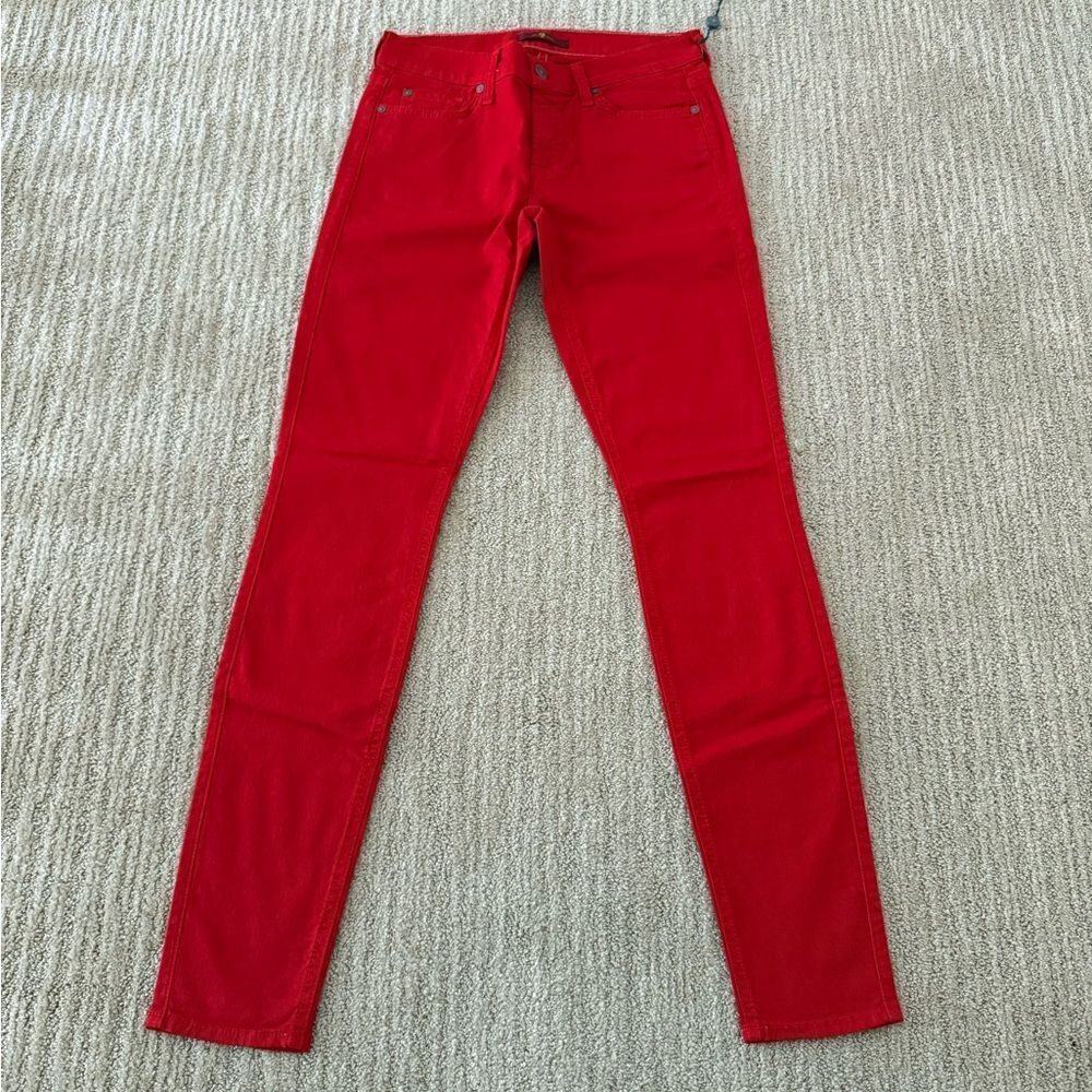 7 for All Mankind Red Women's Skinny Jeans - Picture 2 of 8